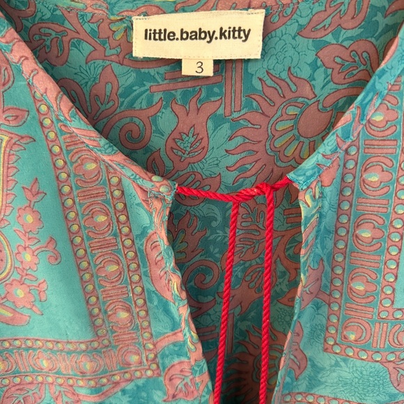 Bohemian Teal and Red Dress - Picture 2 of 6